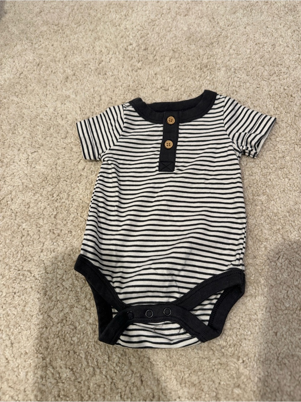 Cat & Jack Black and White Striped Baby Bodysuit